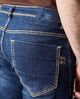 FS132 Mid-Blue Wash Denim With Heavy Contrast Stitch