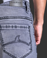 FS152 Flying Shark Men’s Saddle Stitch Grey Denim Jeans