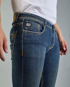 Men’s Custom Prints Contrast saddle stitching Denim Jeans
