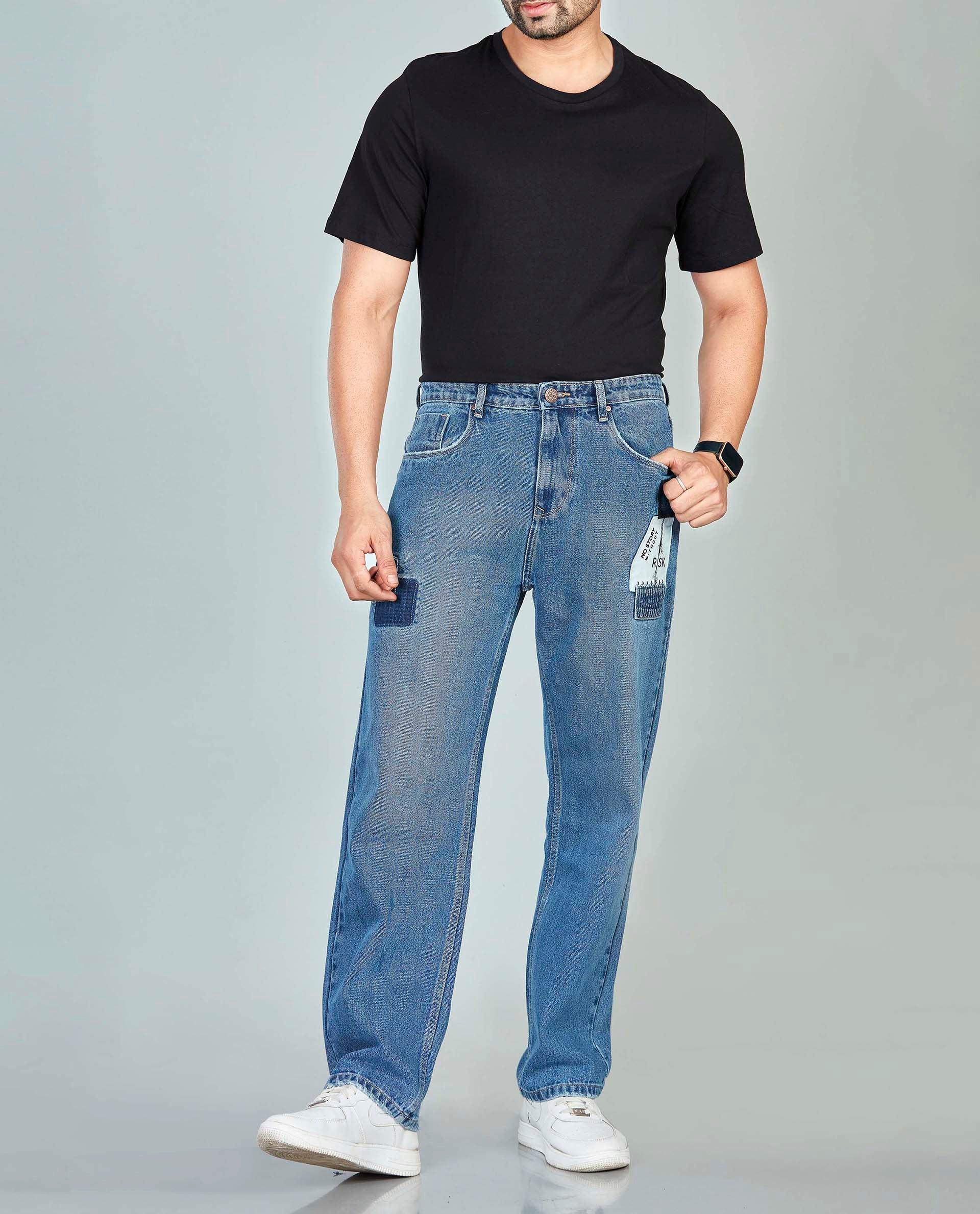 Light Blue Loose Fit Jeans FlyingShark