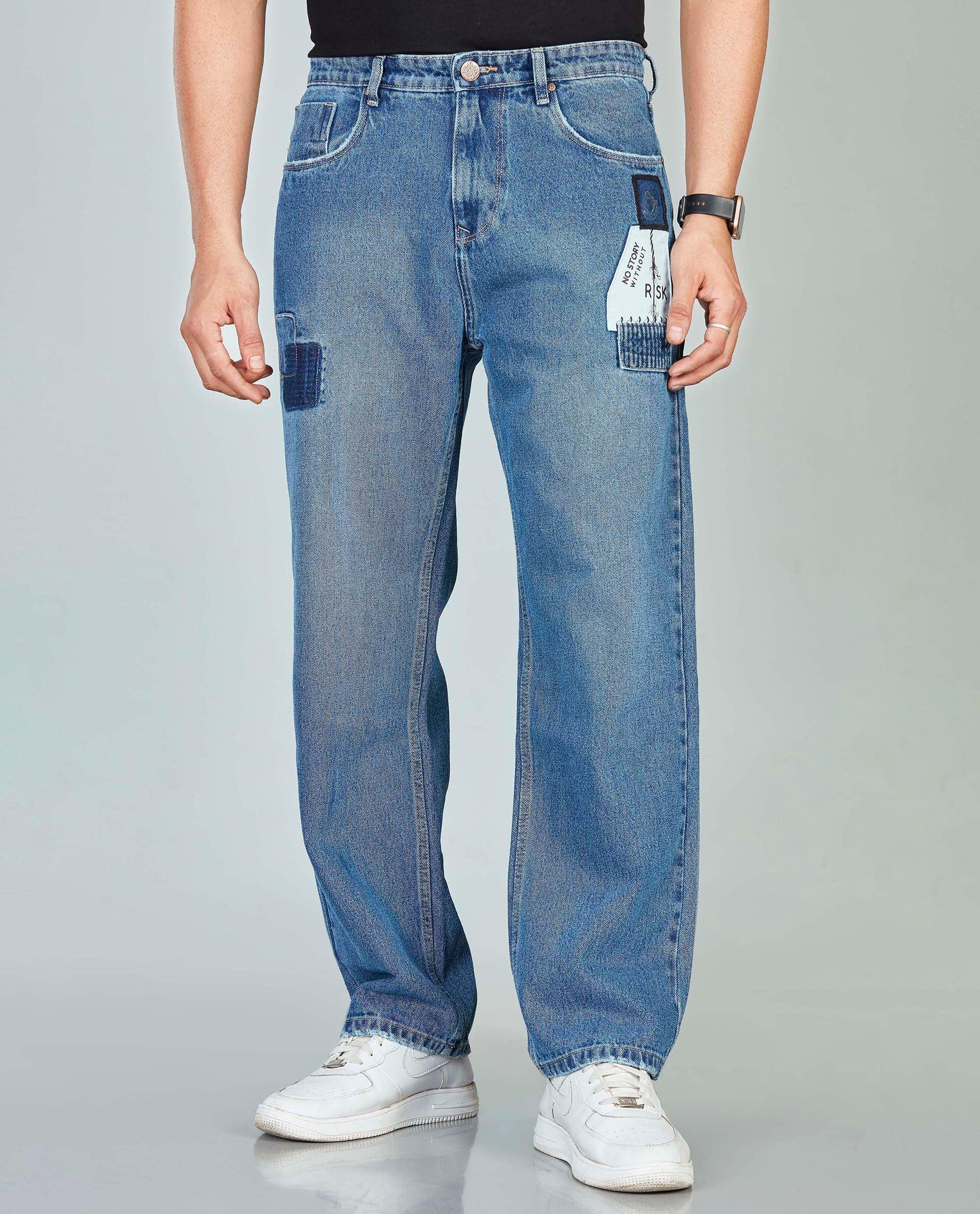Light Blue Loose Fit Jeans FlyingShark