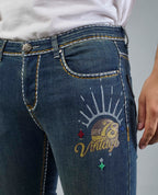 Men’s Custom Prints Contrast saddle stitching Denim Jeans