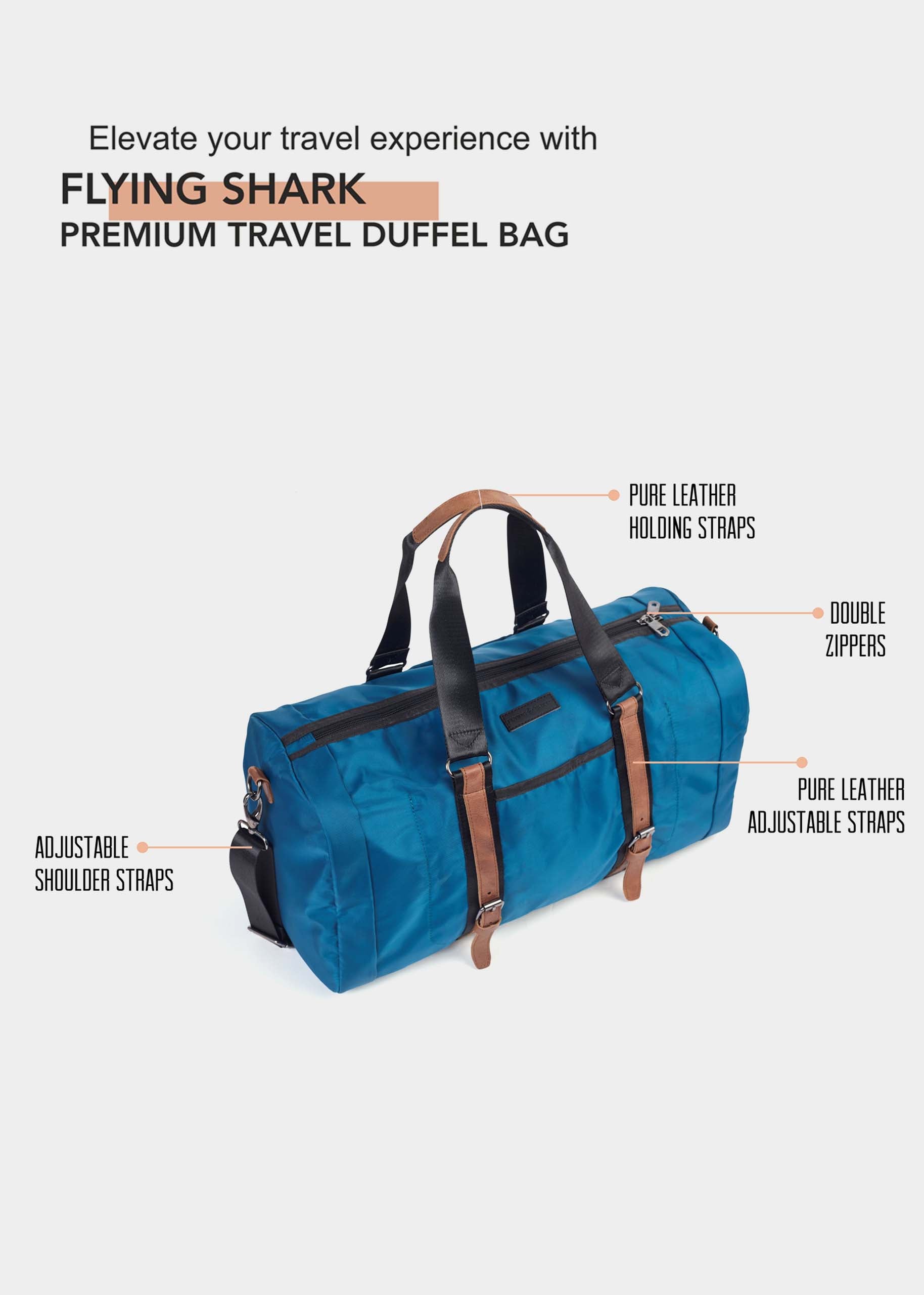 Flying Shark Premium Duffel Bag for Men | Travel & Gym Bag
