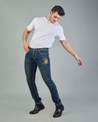 Men’s Custom Prints Contrast saddle stitching Denim Jeans