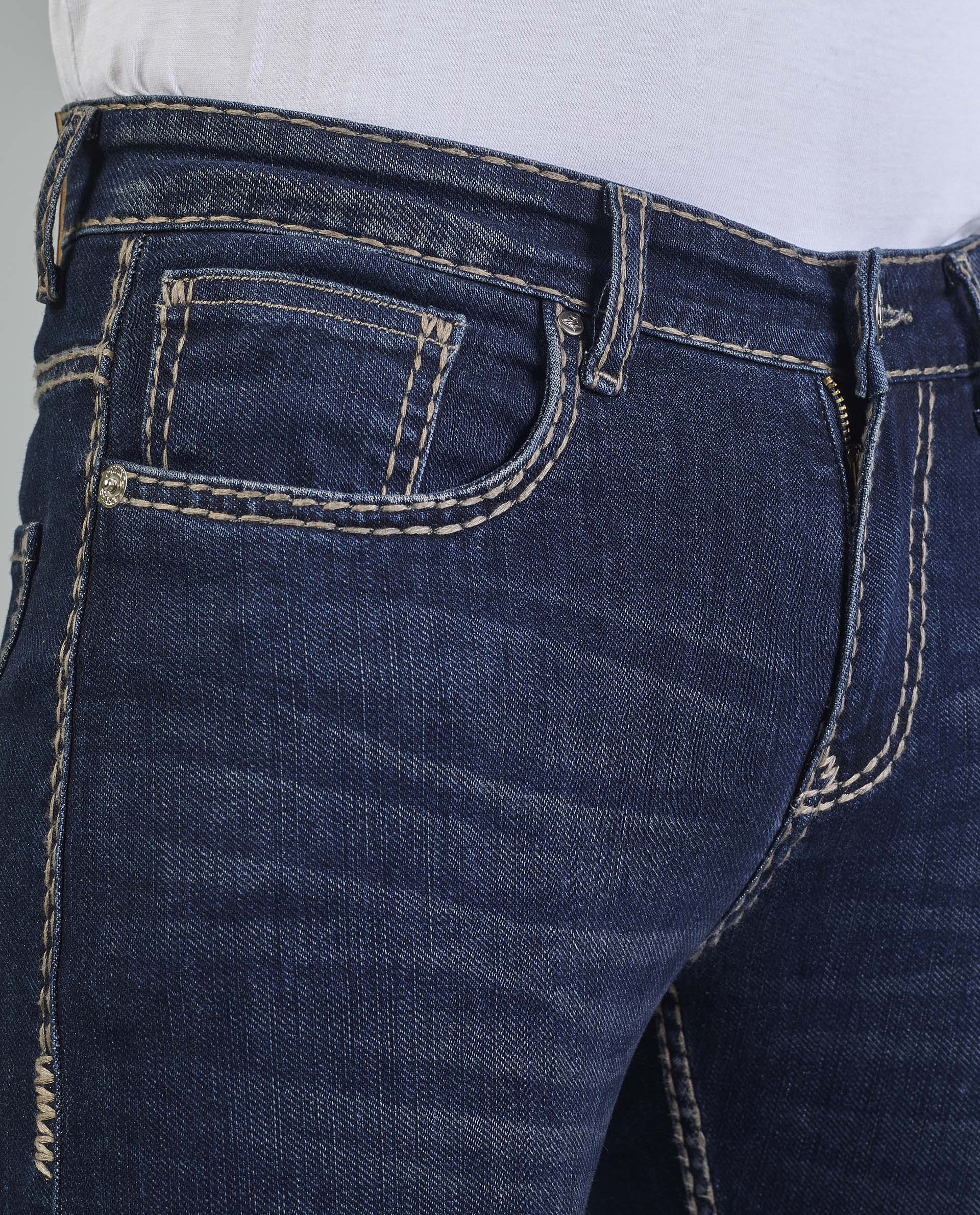 Men’s Contrast saddle stitching Denim Jeans