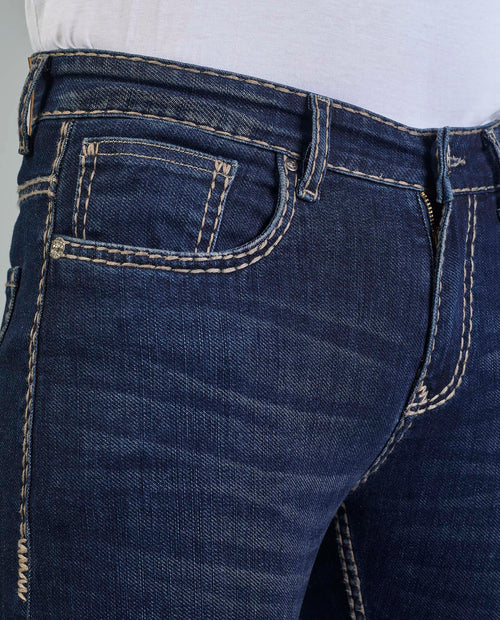 Men’s Contrast saddle stitching Denim Jeans