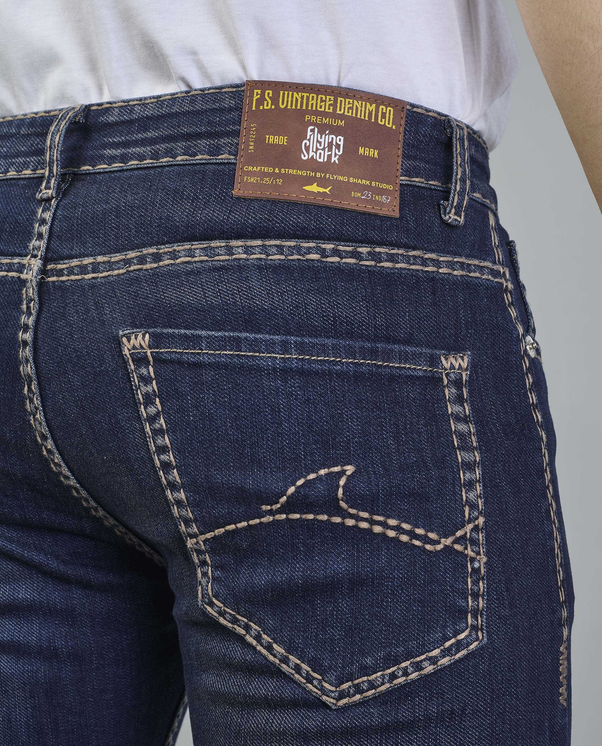 Men’s Contrast saddle stitching Denim Jeans