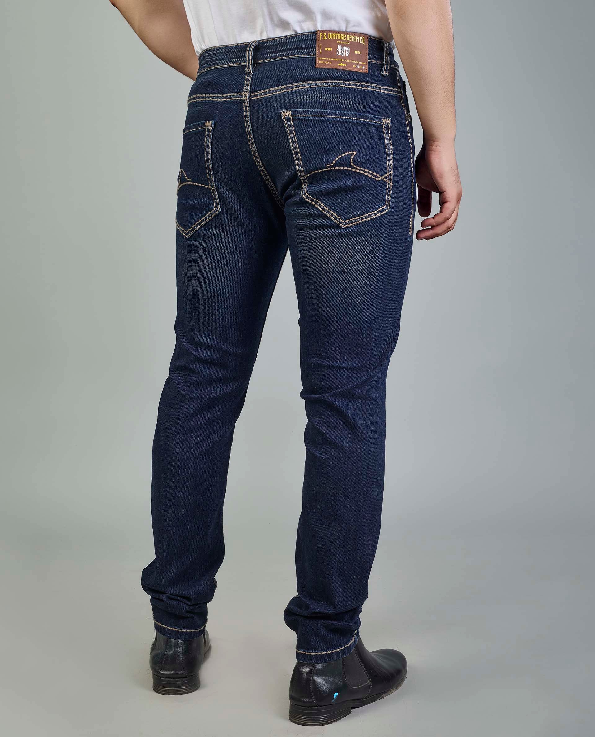 Men’s Contrast saddle stitching Denim Jeans
