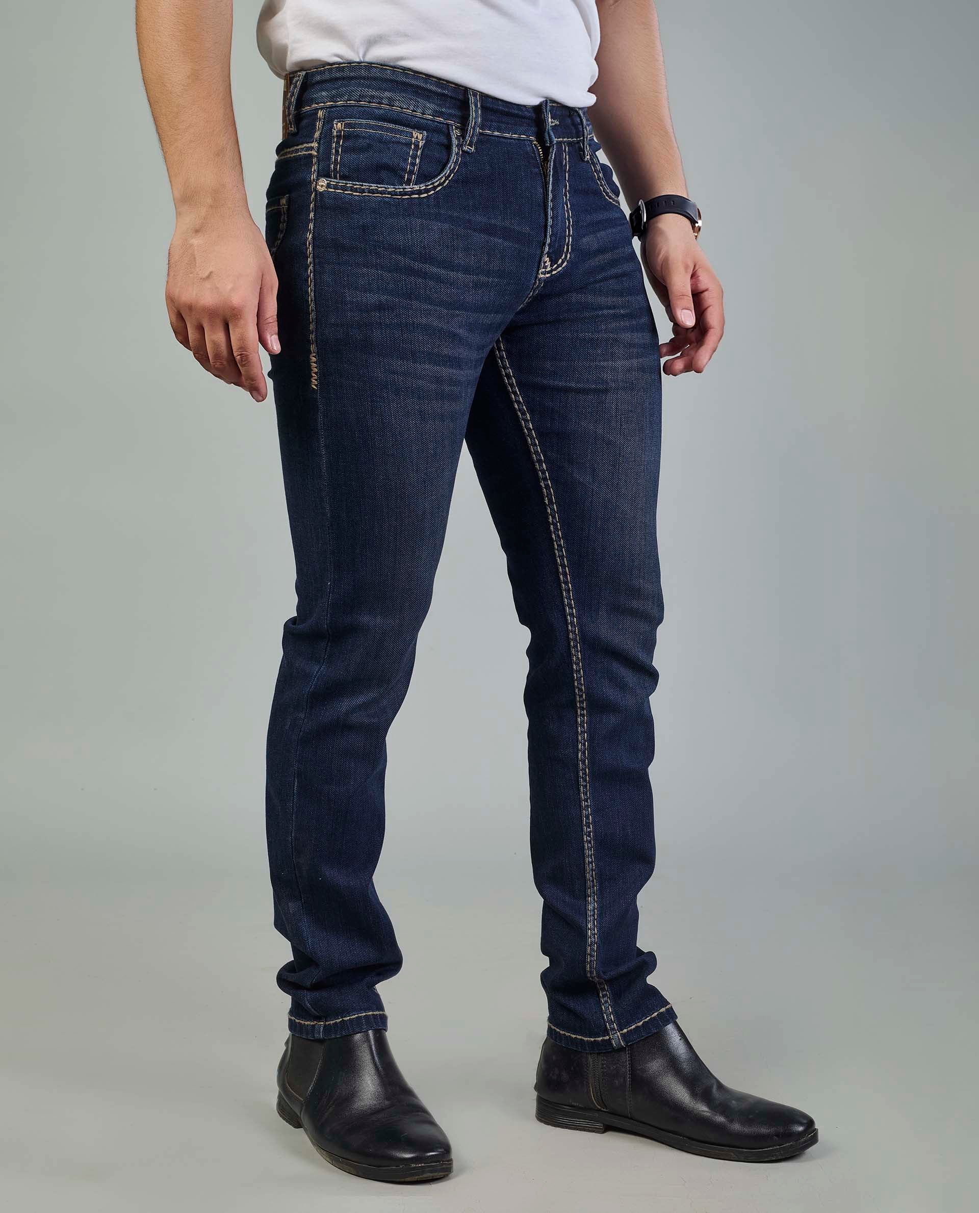 Men’s Contrast saddle stitching Denim Jeans