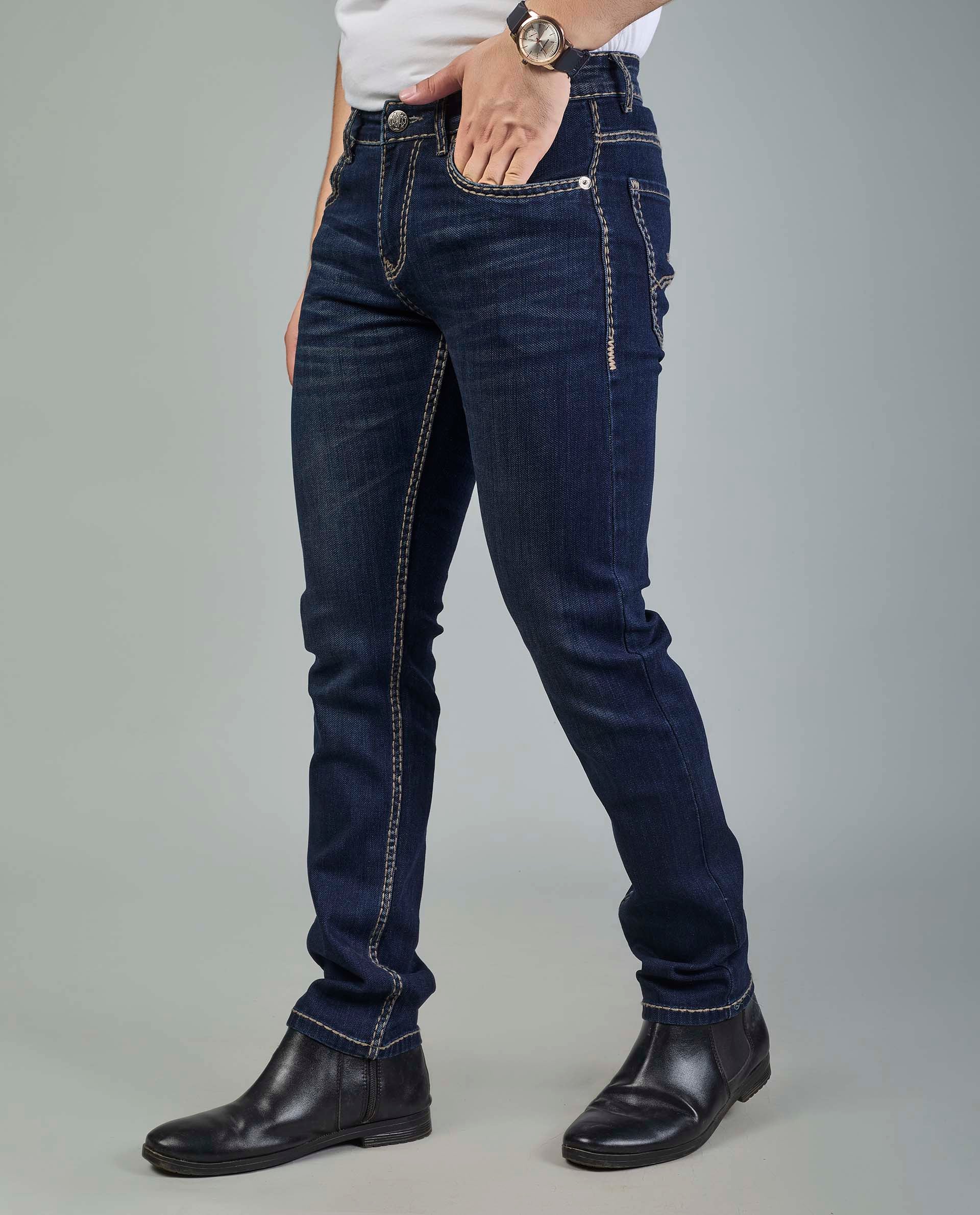 Men’s Contrast saddle stitching Denim Jeans