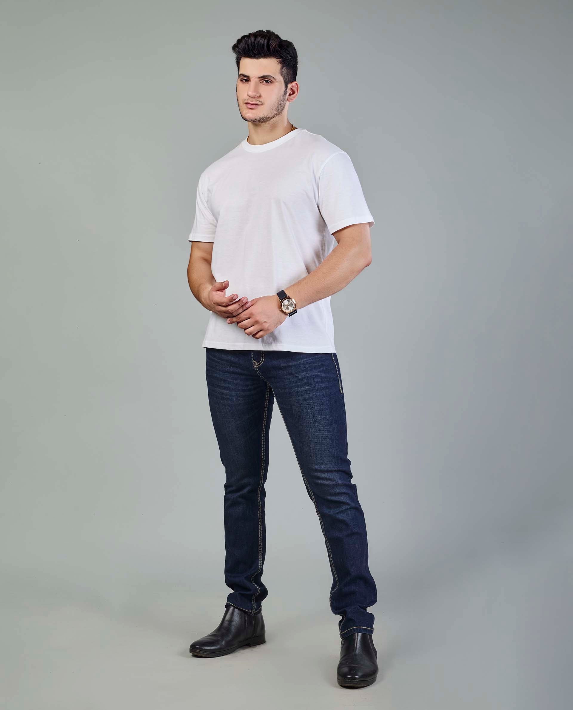 Men’s Contrast saddle stitching Denim Jeans