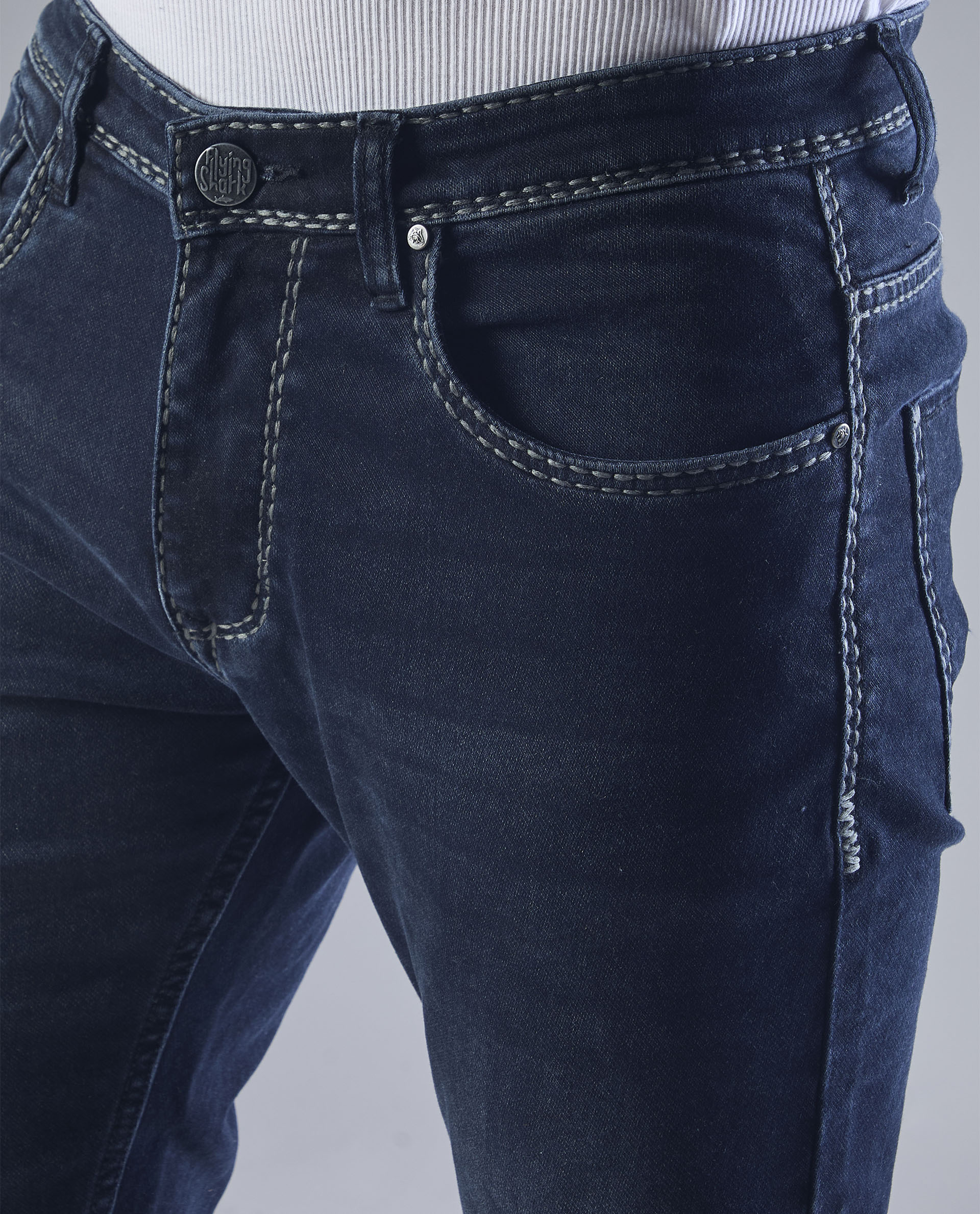FS130 Flying Shark Men’s Slim Fit Carbon Black Jeans