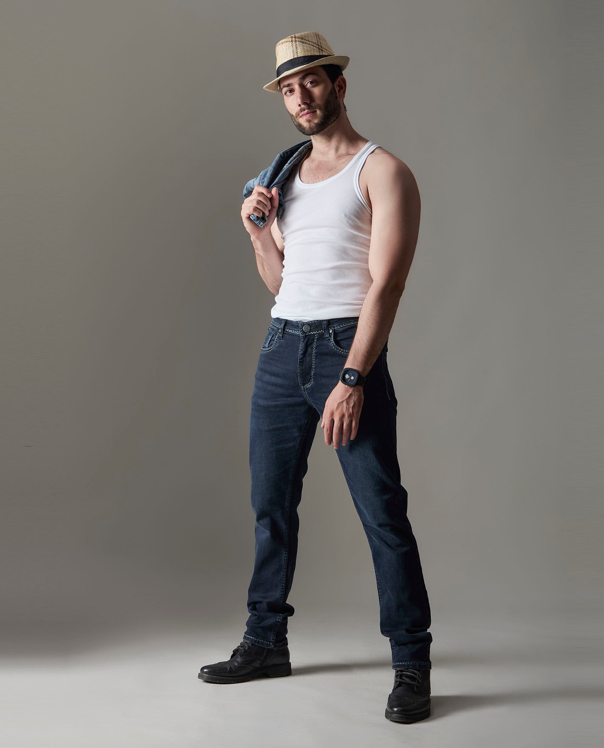 FS130 Flying Shark Men’s Slim Fit Carbon Black Jeans