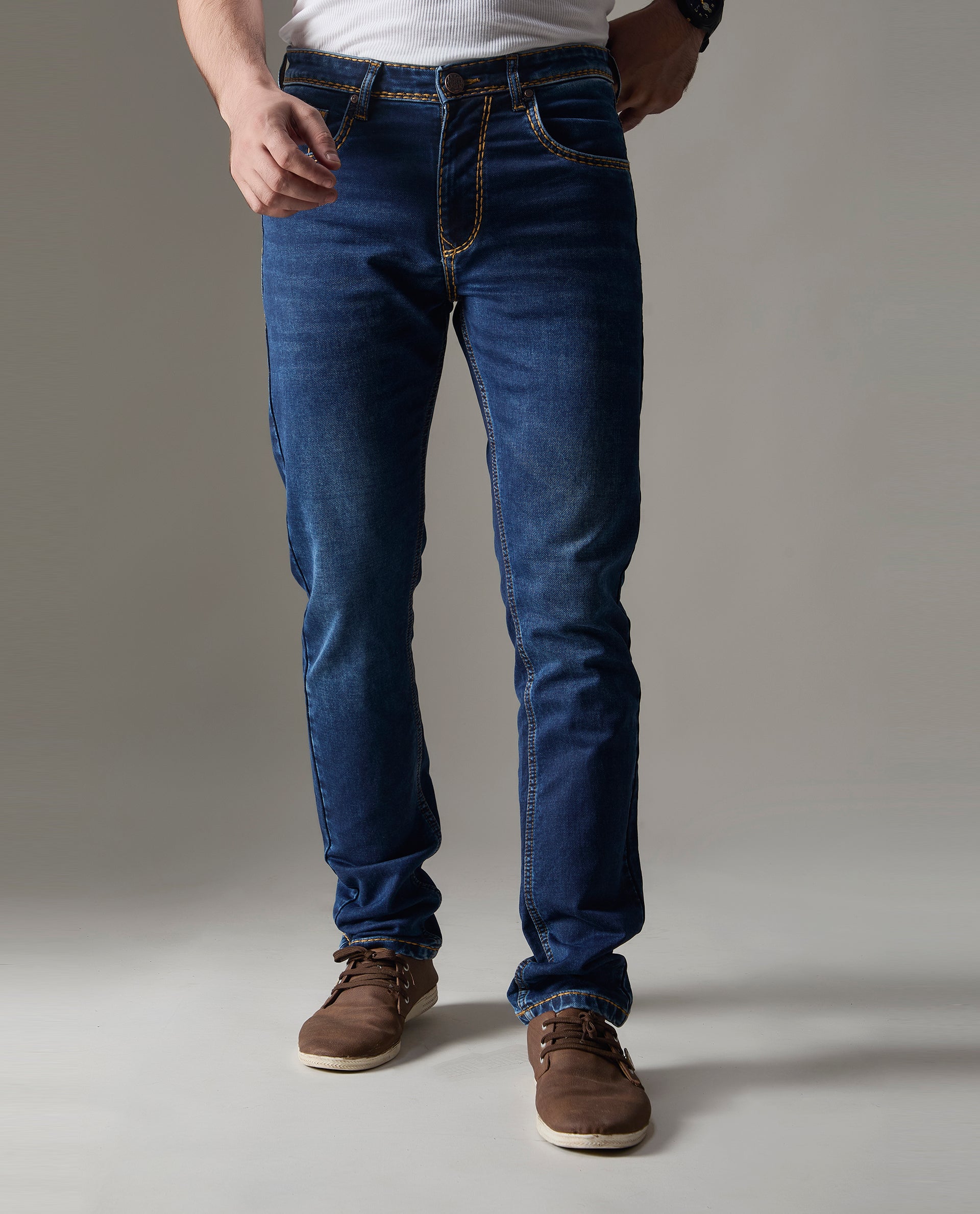 FS 129 Flying Shark Men’s Bold Stitch Dark Wash Jeans