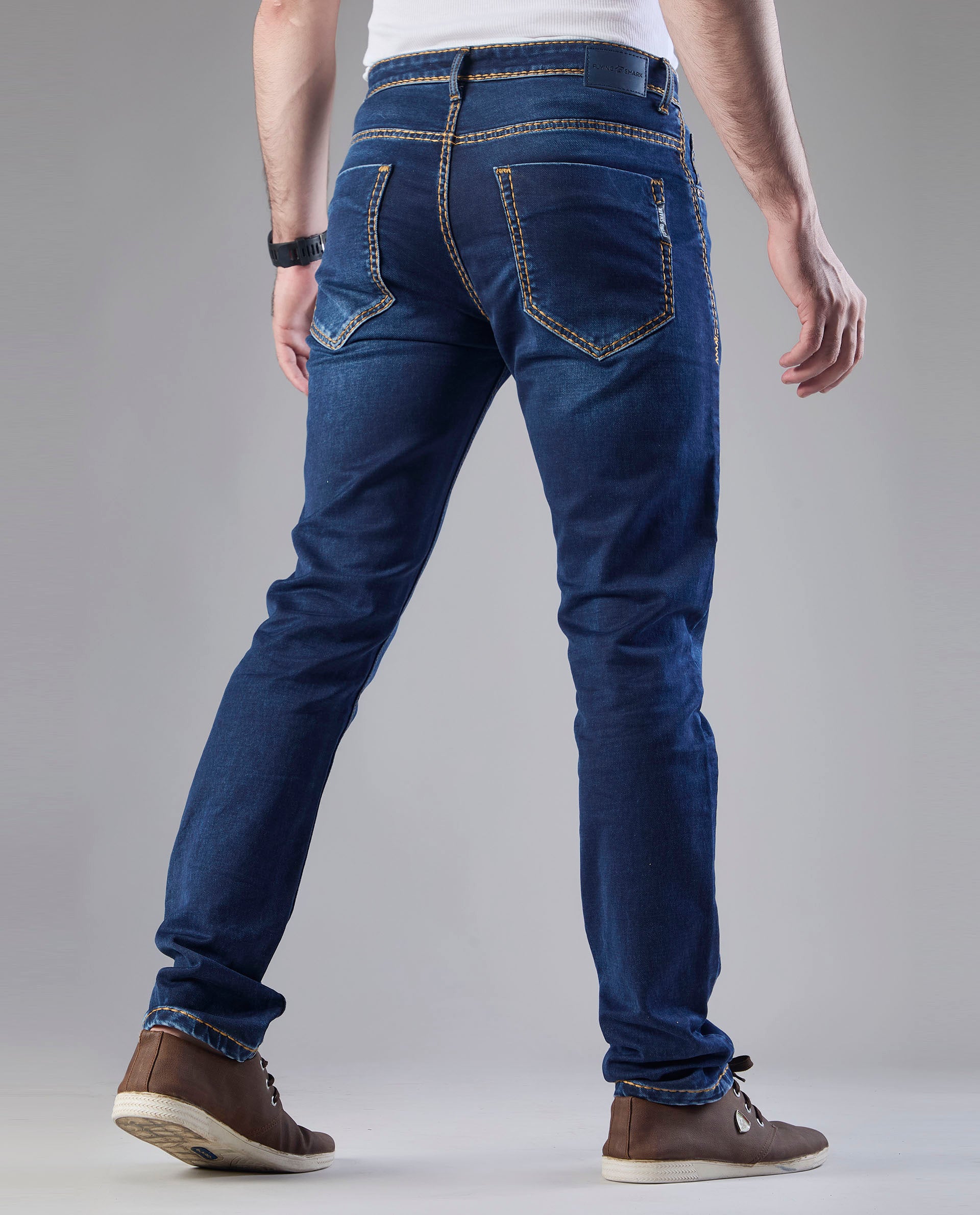 FS 129 Flying Shark Men’s Bold Stitch Dark Wash Jeans
