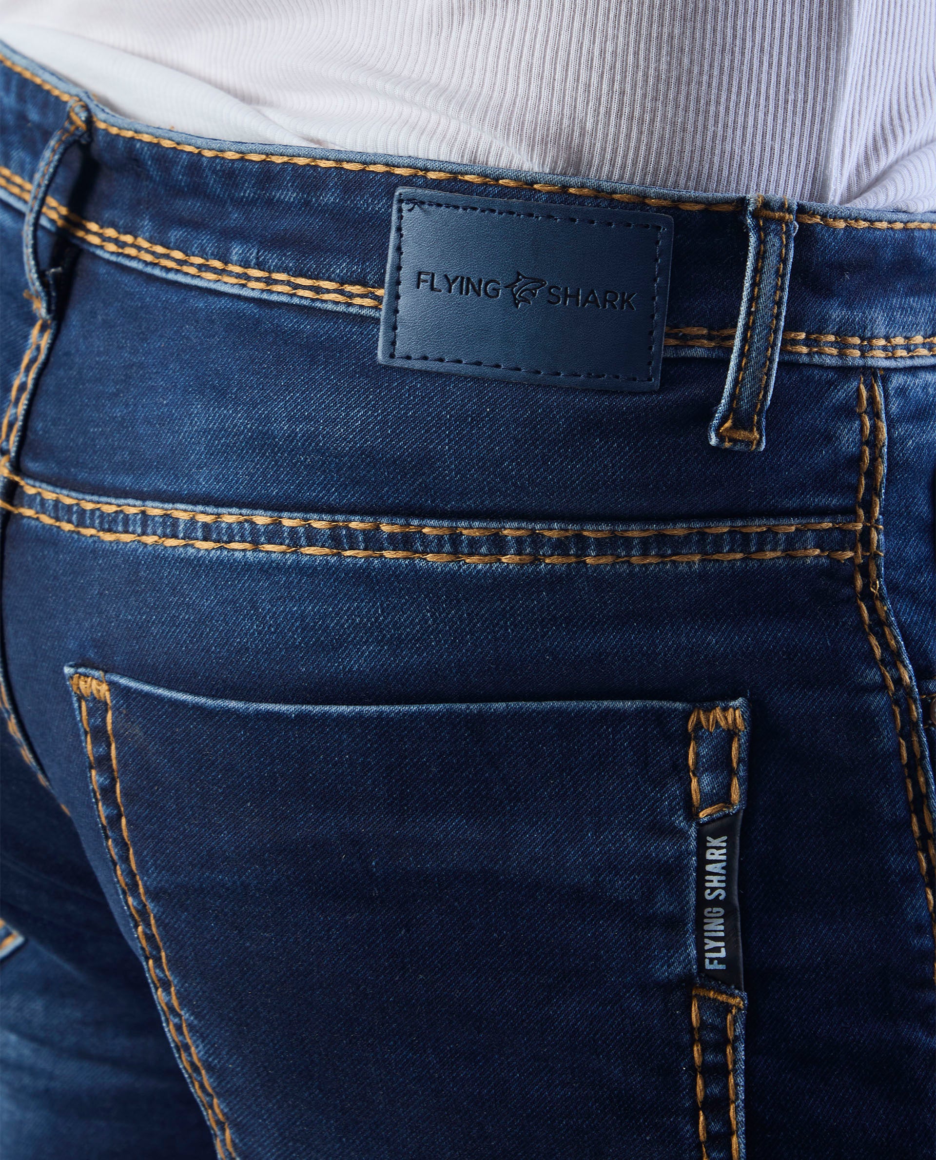 FS 129 Flying Shark Men’s Bold Stitch Dark Wash Jeans