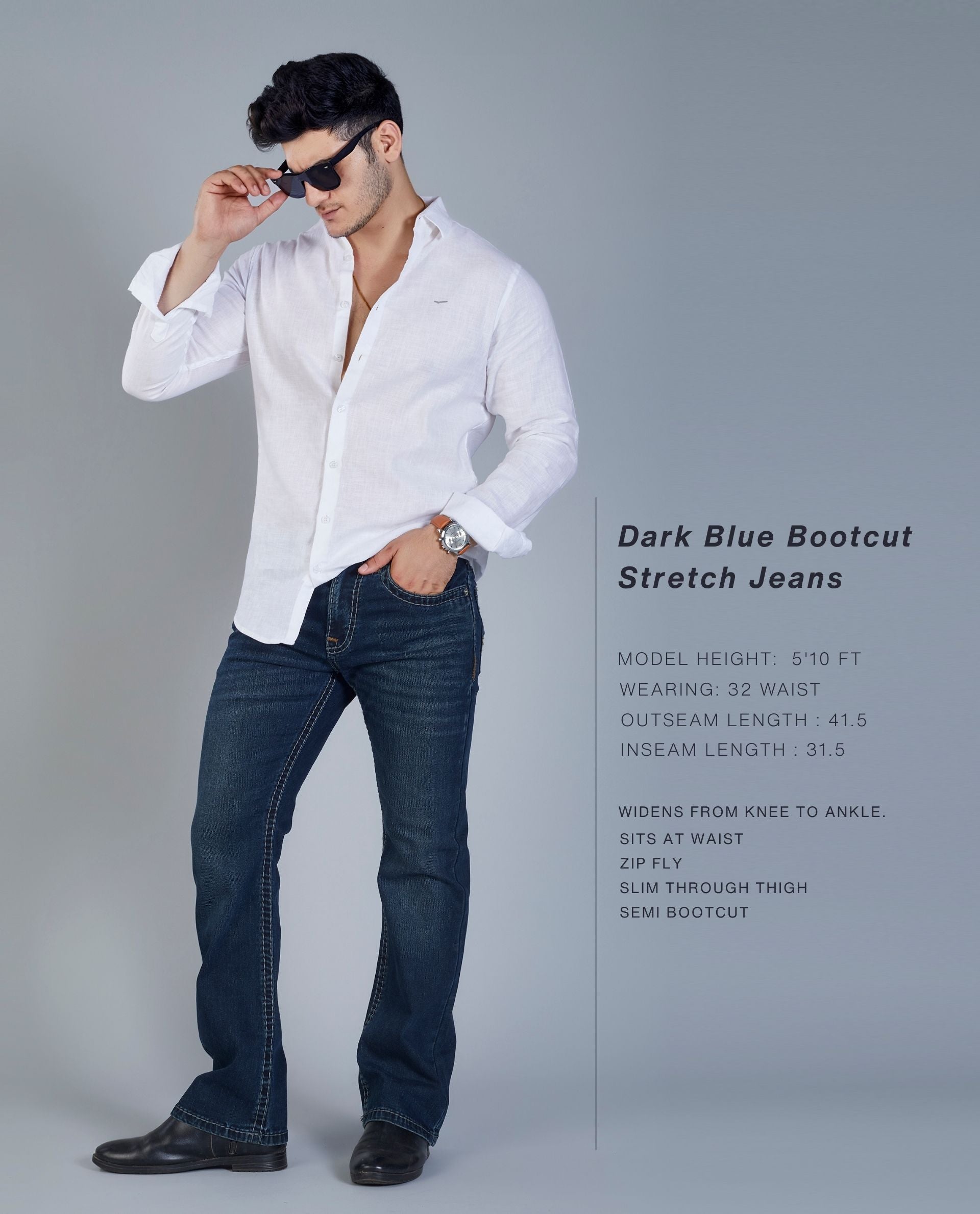 Men’s Blue Bootcut Stretch Jeans