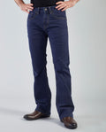 Flying Shark Men's Navy Bootcut Jeans with Signature Saddle Stitch Flying Shark