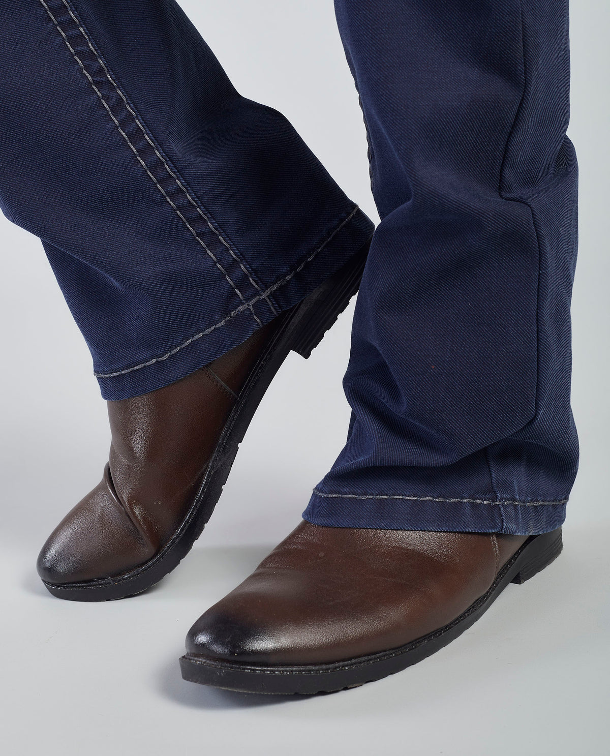 Flying Shark Men's Navy Bootcut Jeans with Signature Saddle Stitch Flying Shark