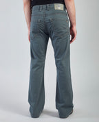 Flying Shark Men's Olive Green Bootcut Jeans with Signature Saddle Stitch Flying Shark