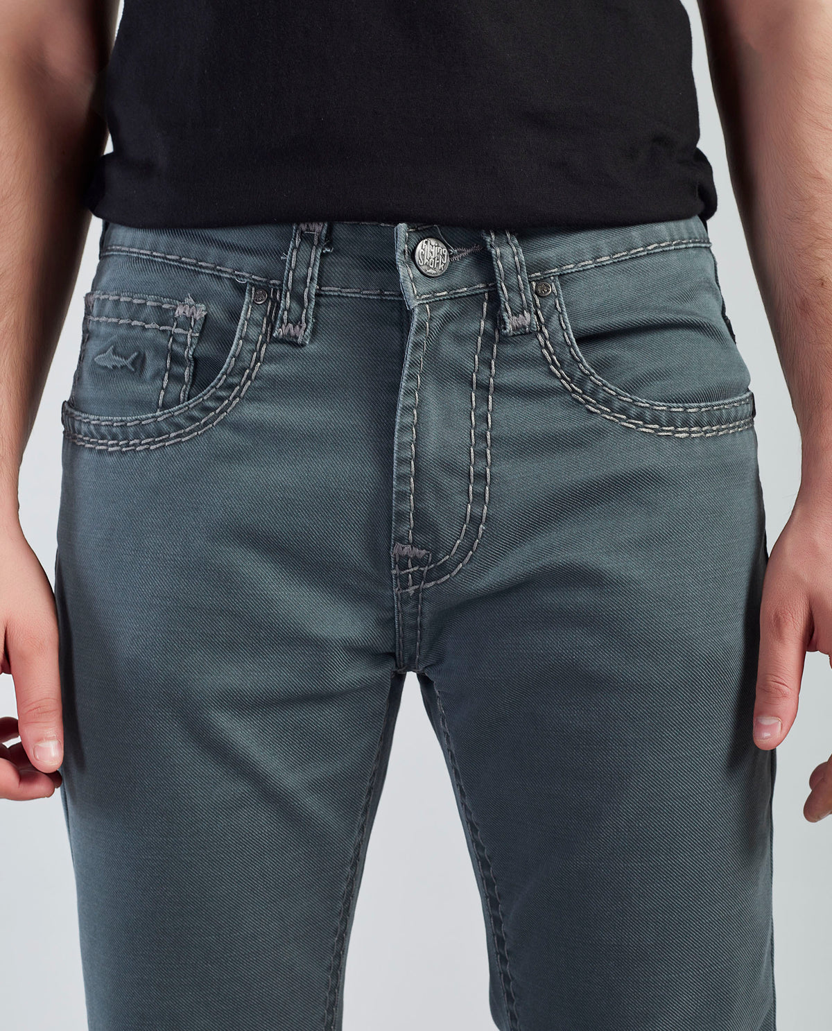 Flying Shark Men's Olive Green Bootcut Jeans with Signature Saddle Stitch Flying Shark