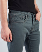 Flying Shark Men's Olive Green Bootcut Jeans with Signature Saddle Stitch Flying Shark