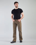 Flying Shark Men's Khaki Bootcut Jeans with Signature Saddle Stitch Flying Shark
