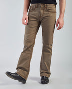 Flying Shark Men's Khaki Bootcut Jeans with Signature Saddle Stitch Flying Shark