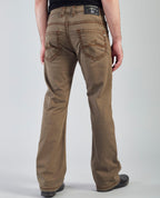 Flying Shark Men's Khaki Bootcut Jeans with Signature Saddle Stitch Flying Shark
