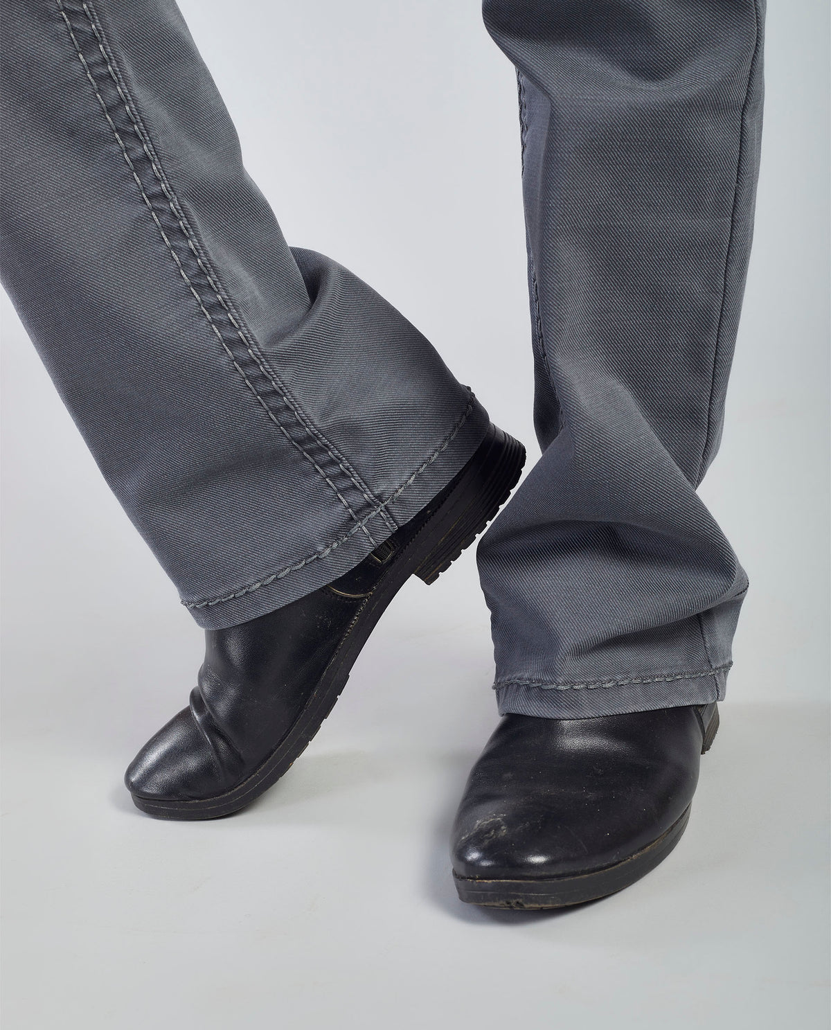 Flying Shark Men's Grey Bootcut Jeans with Signature Saddle Stitch Flying Shark