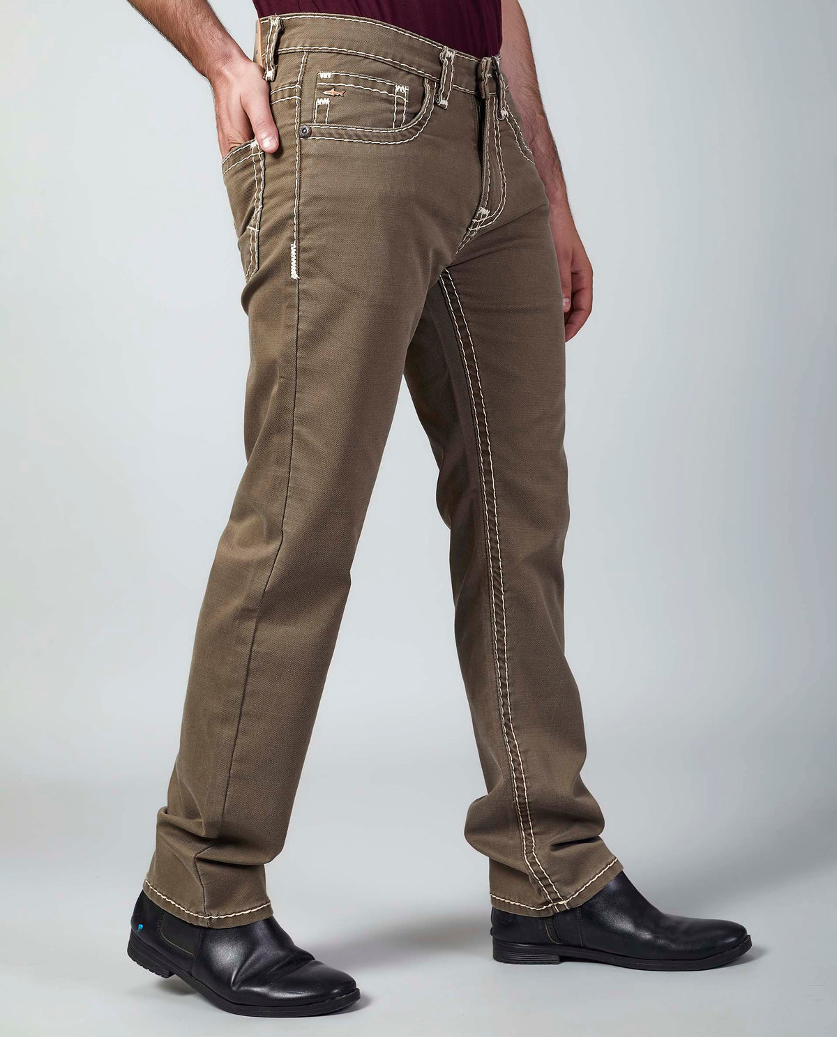 Khaki Straight Regular Fit Jeans Flying Shark