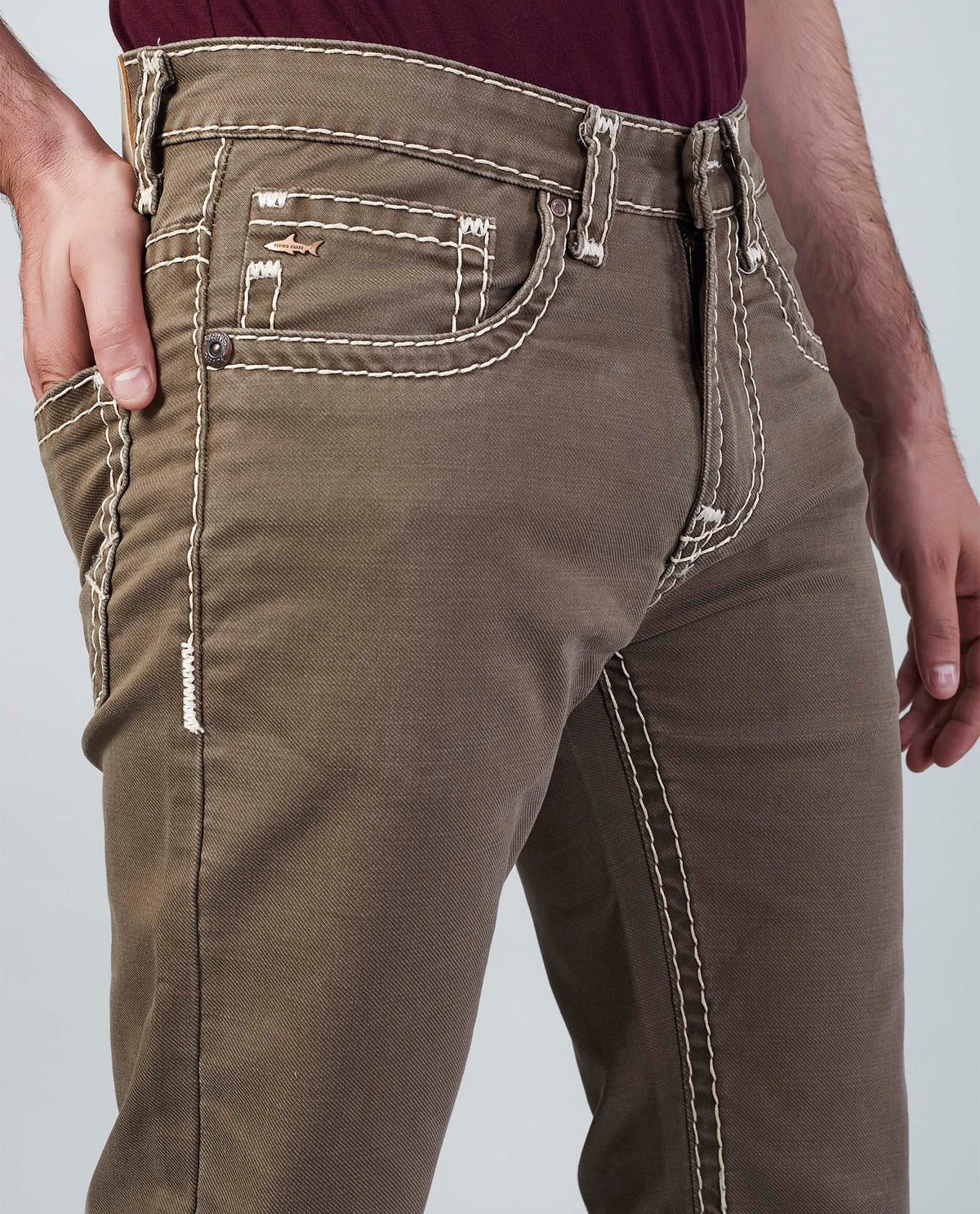 Khaki Straight Regular Fit Jeans Flying Shark