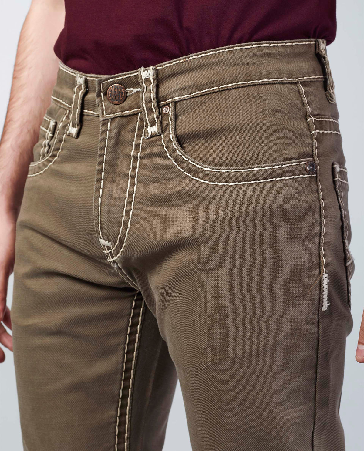 Khaki Straight Regular Fit Jeans Flying Shark