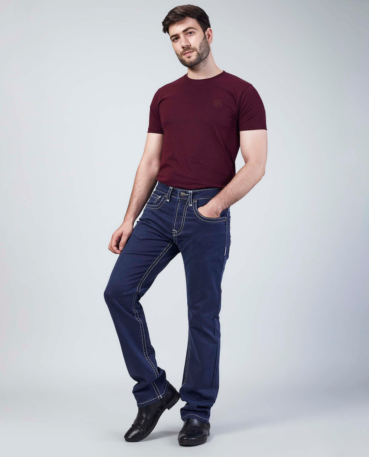 Dark Blue Straight Regular Fit Jeans Flying Shark
