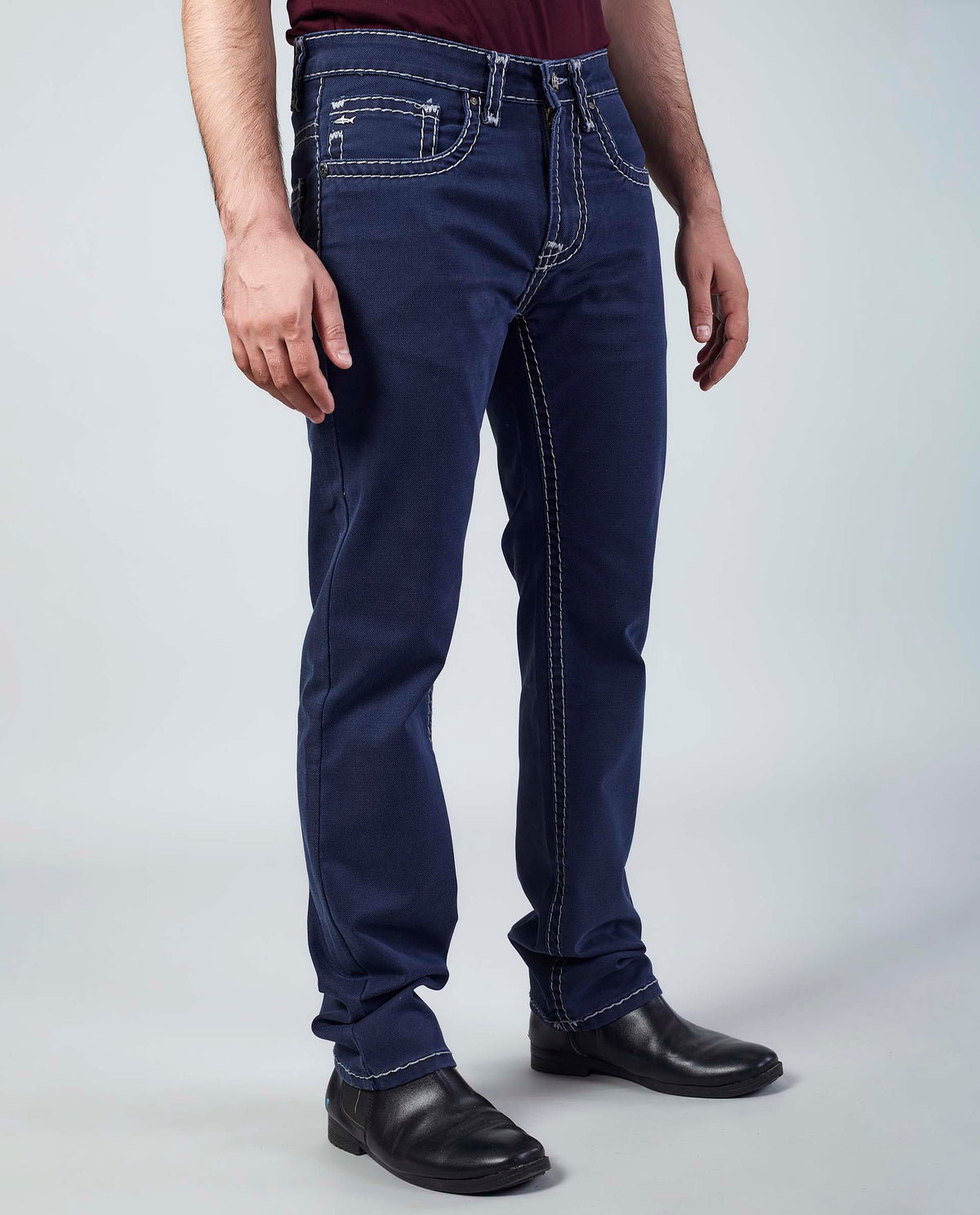 Dark Blue Straight Regular Fit Jeans Flying Shark