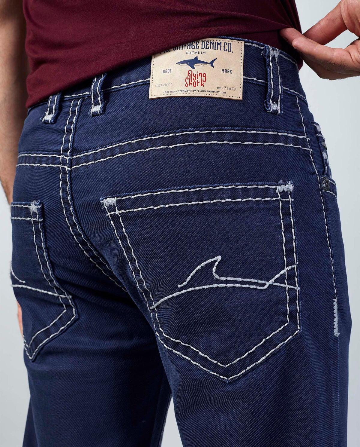 Dark Blue Straight Regular Fit Jeans Flying Shark