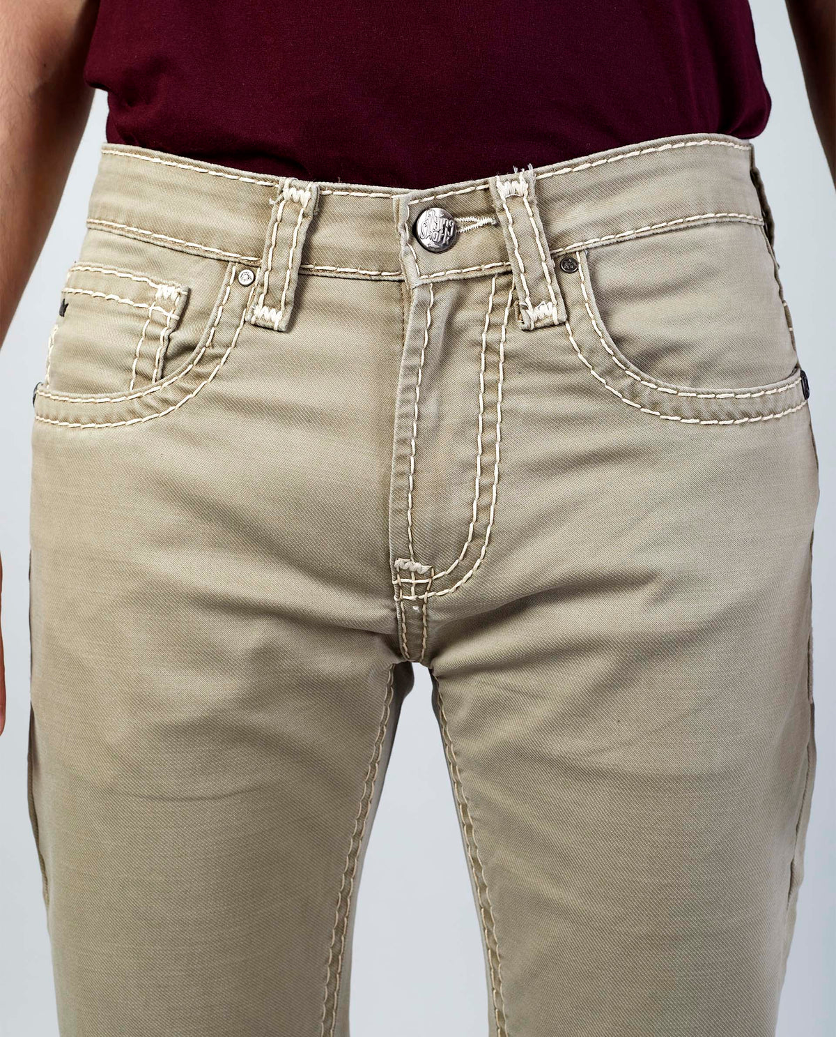 Cream Beige Straight Regular Fit Jeans Flying Shark