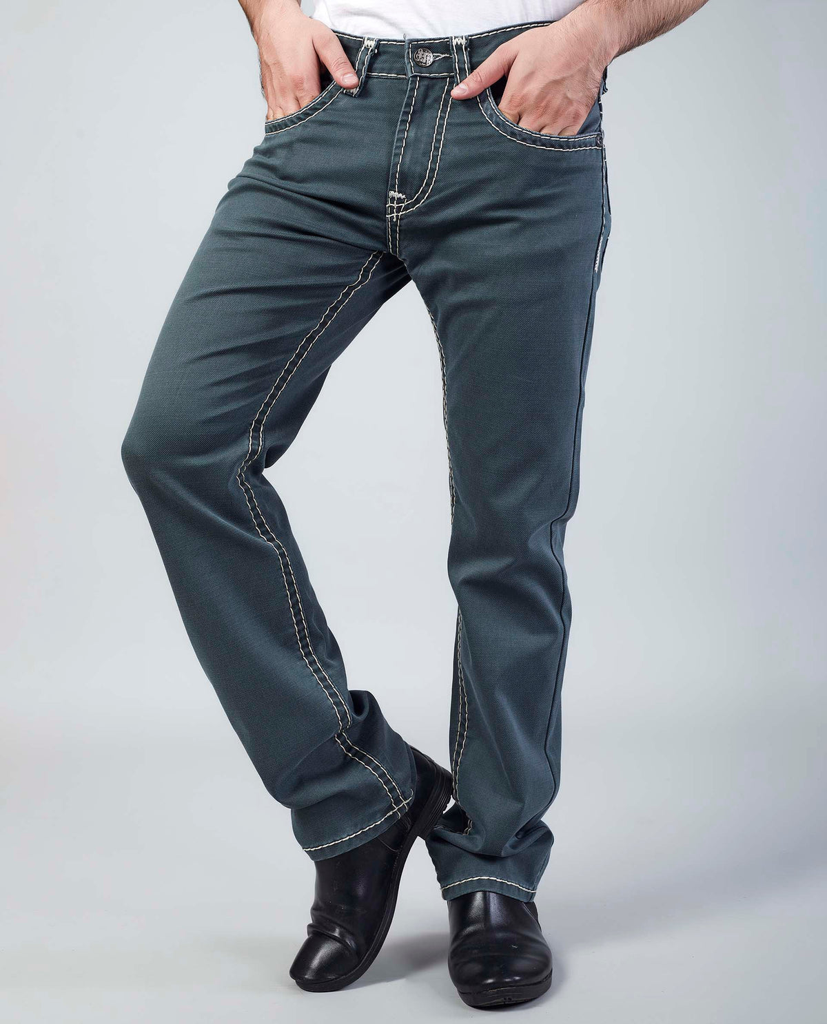 Olive Straight Regular Fit Jeans Flying Shark