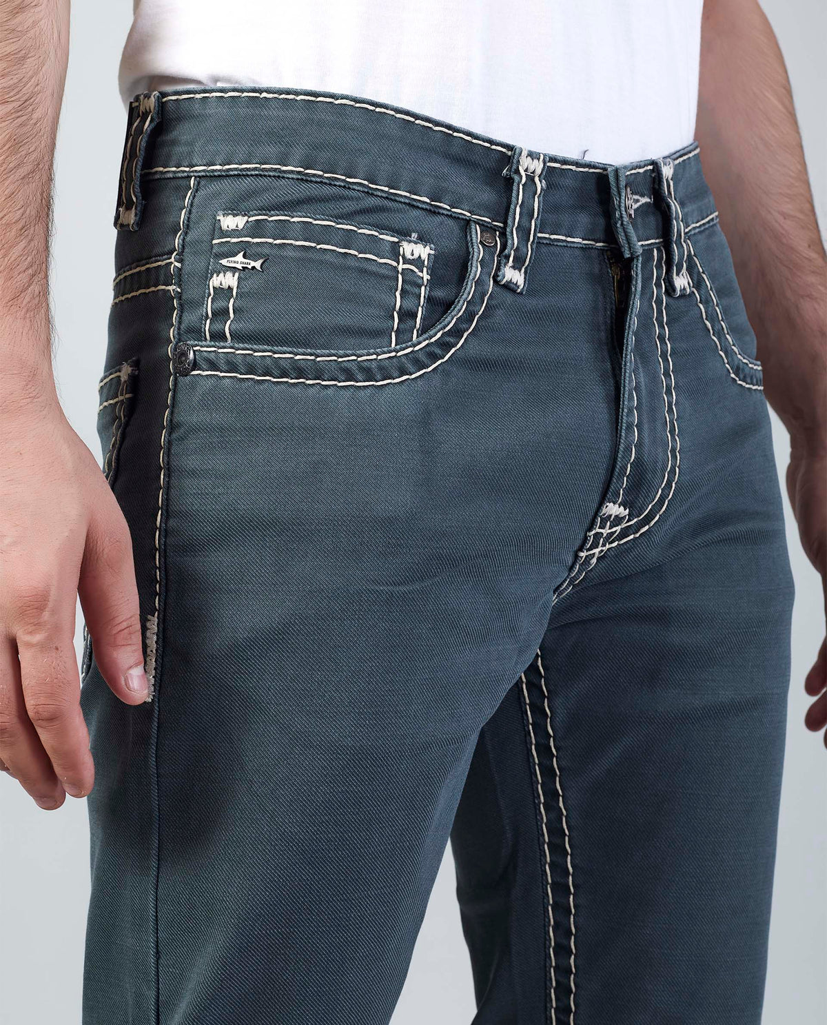 Olive Straight Regular Fit Jeans Flying Shark