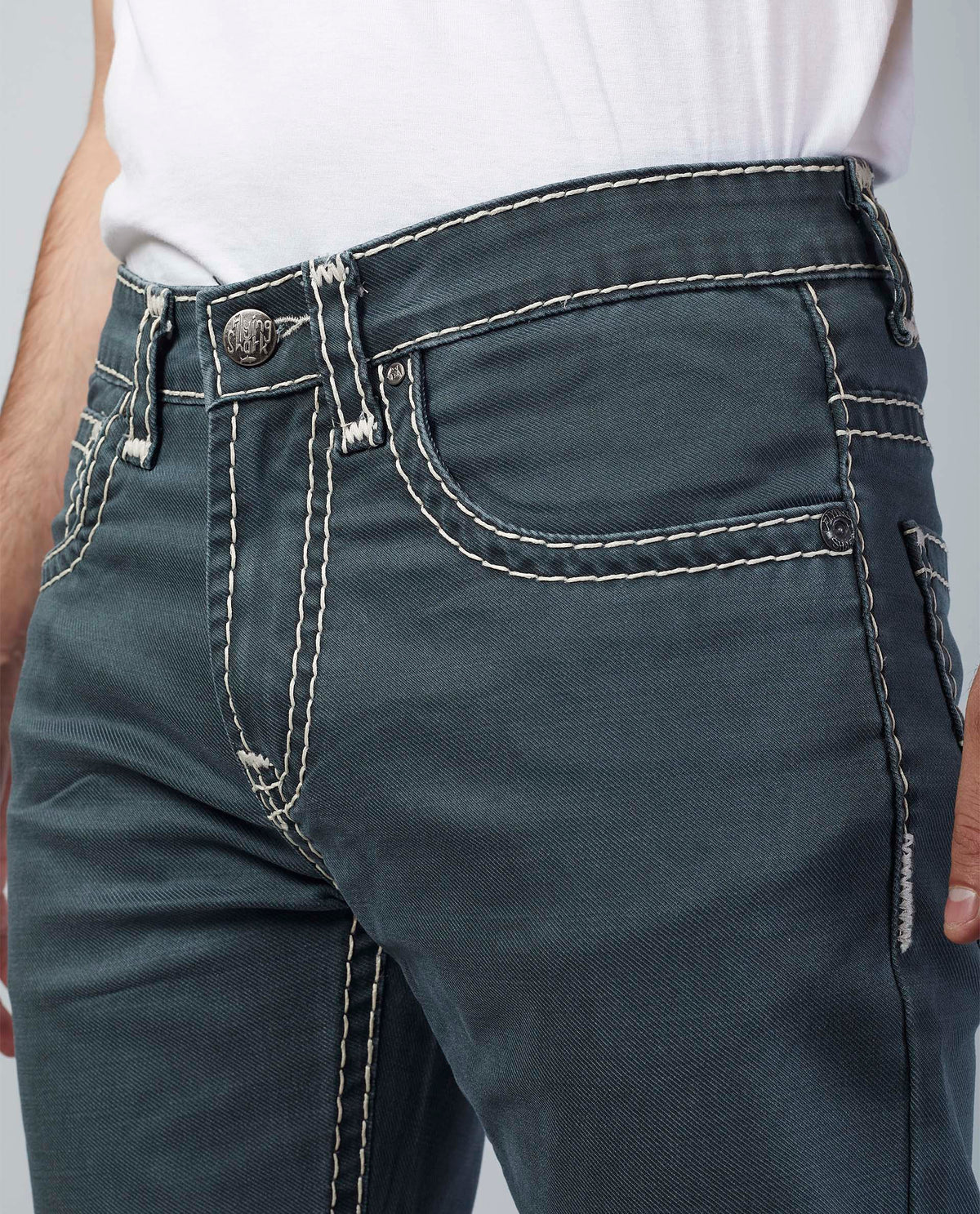 Olive Straight Regular Fit Jeans Flying Shark