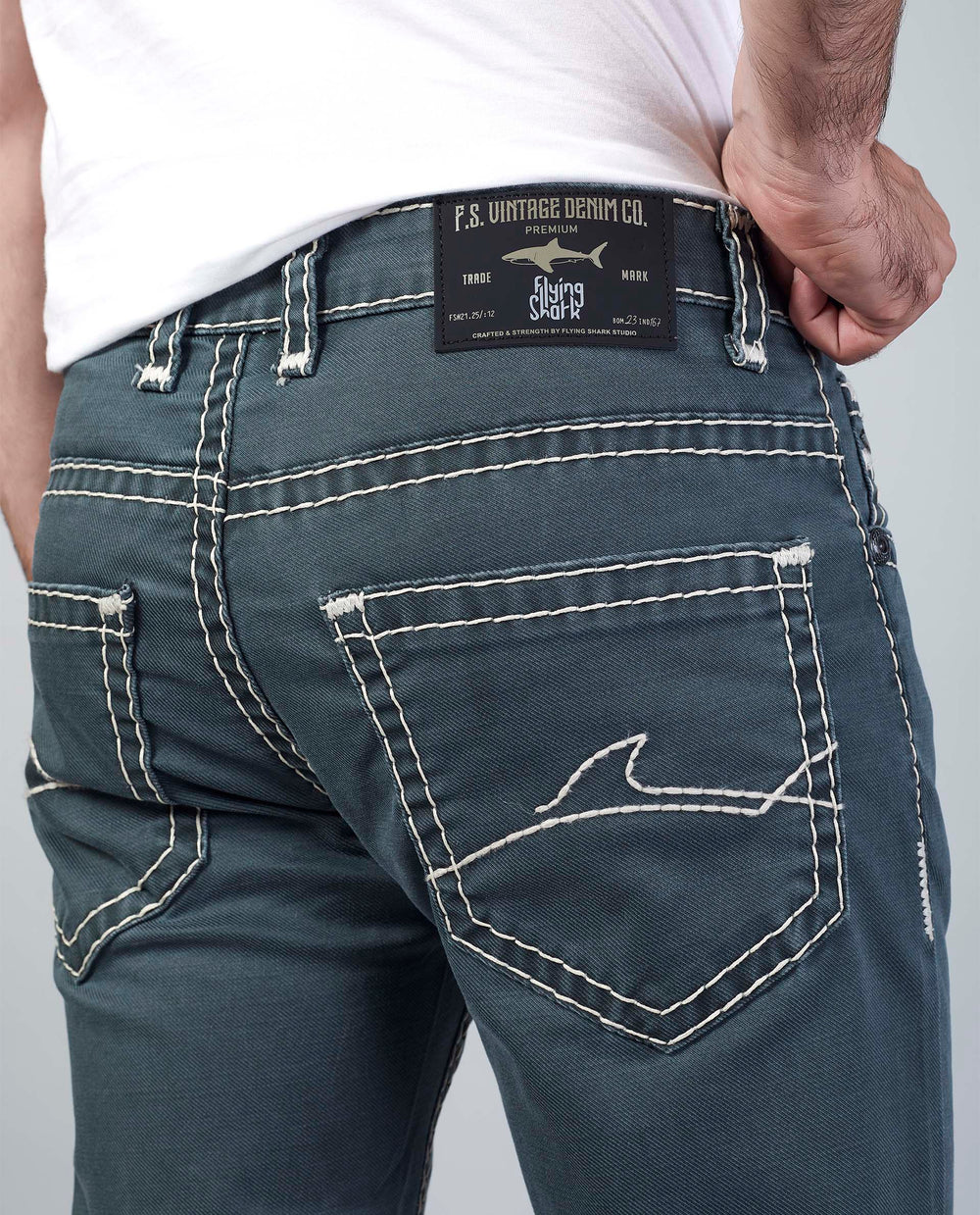Olive Straight Regular Fit Jeans Flying Shark