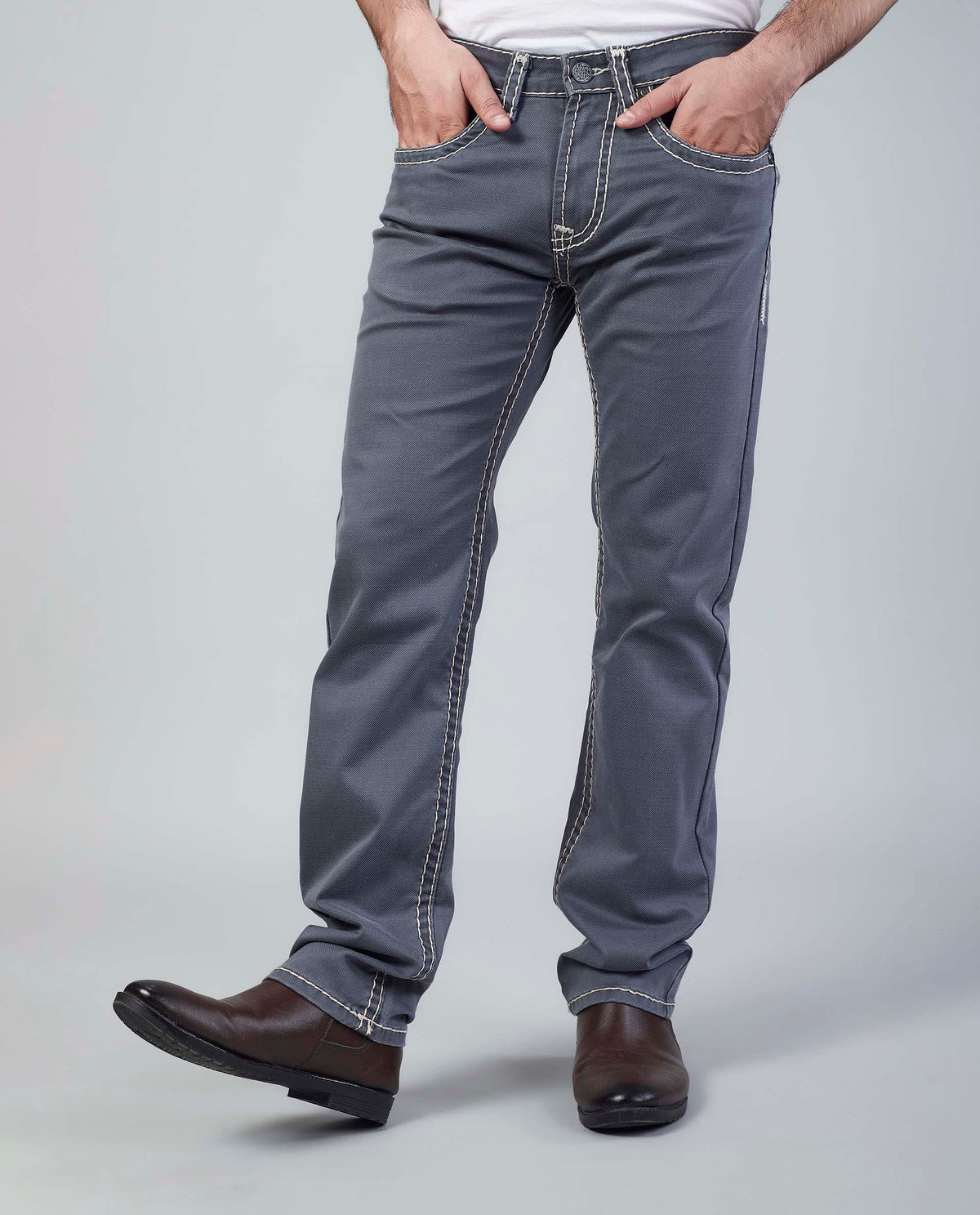 Grey Straight Regular Fit Jeans Flying Shark