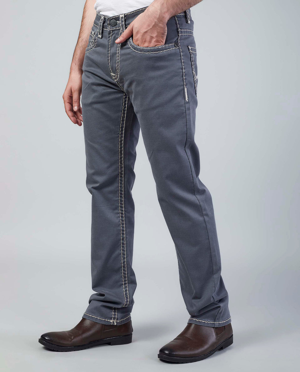 Grey Straight Regular Fit Jeans Flying Shark