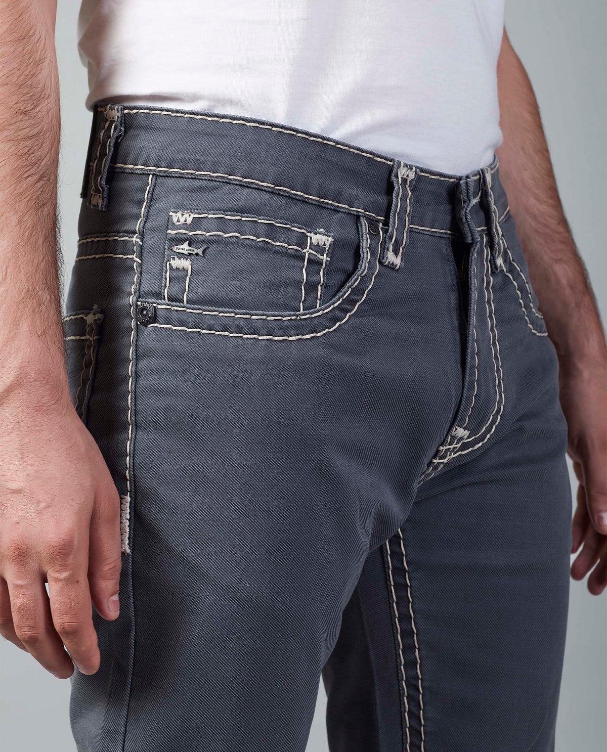 Grey Straight Regular Fit Jeans Flying Shark