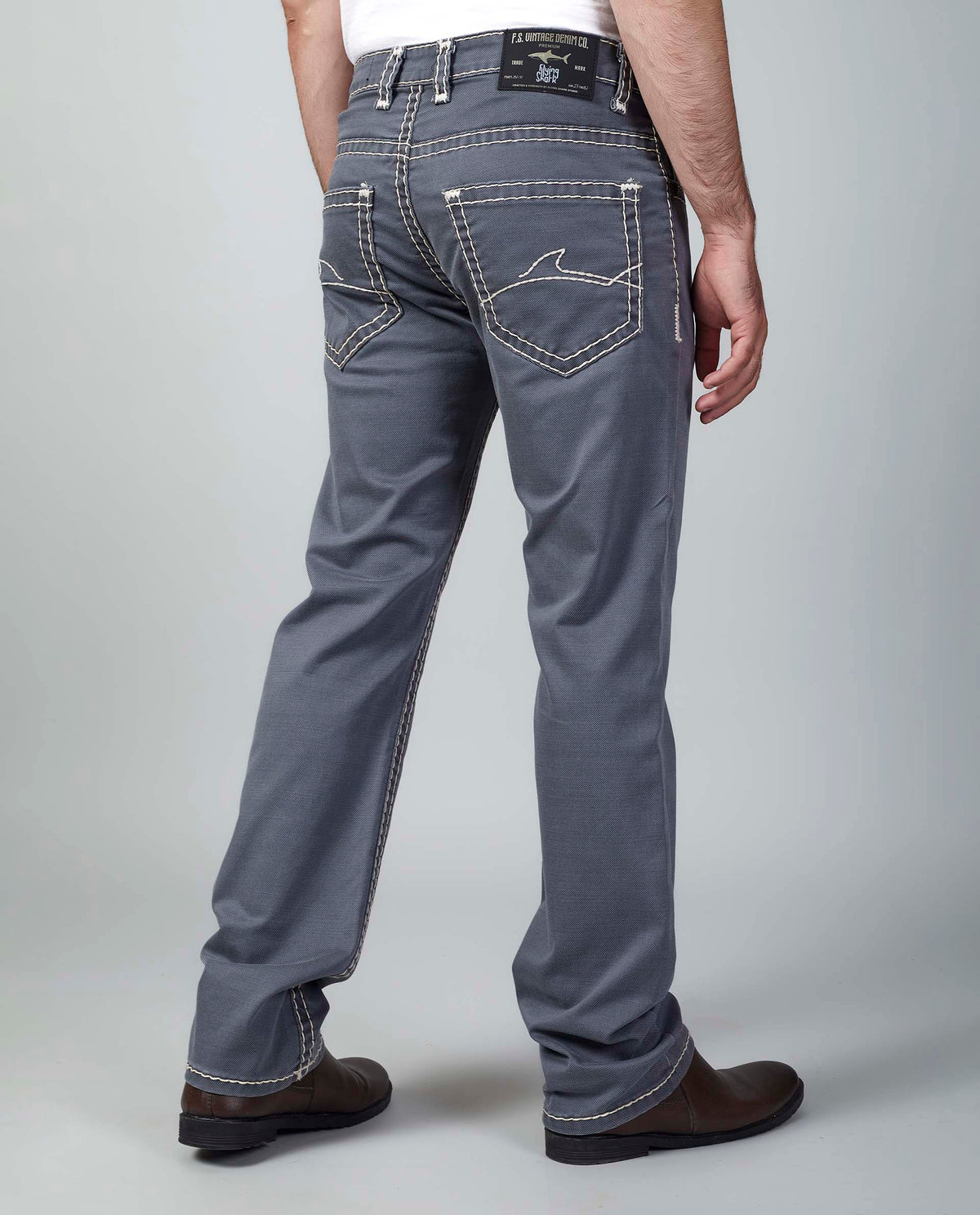 Grey Straight Regular Fit Jeans Flying Shark
