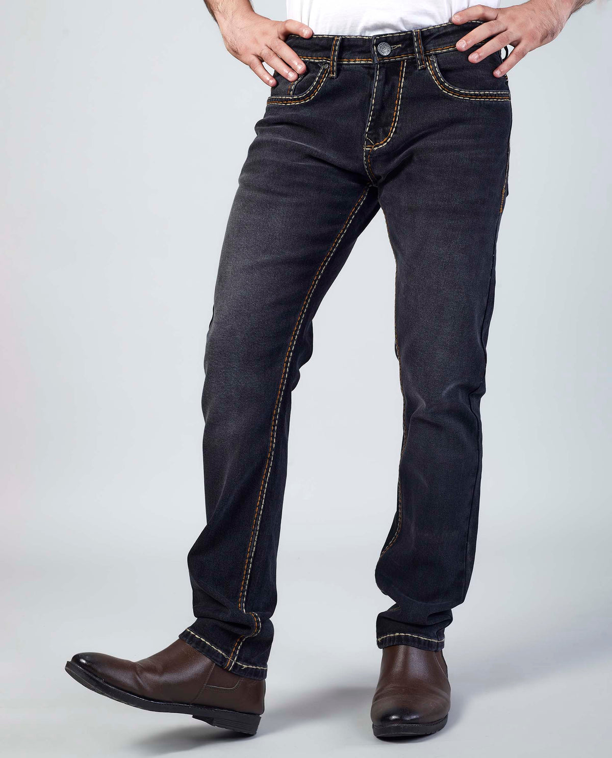 Deep Washed Black Slim Regular Fit Jeans Flying Shark