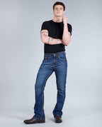 Men's Rusty Blue Bootcut Saddle Stitch Denim Jeans