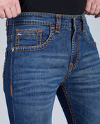 Men's Rusty Blue Bootcut Saddle Stitch Denim Jeans