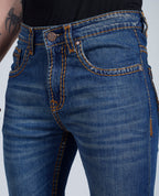 Men's Rusty Blue Bootcut Saddle Stitch Denim Jeans