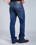 Men's Rusty Blue Bootcut Saddle Stitch Denim Jeans